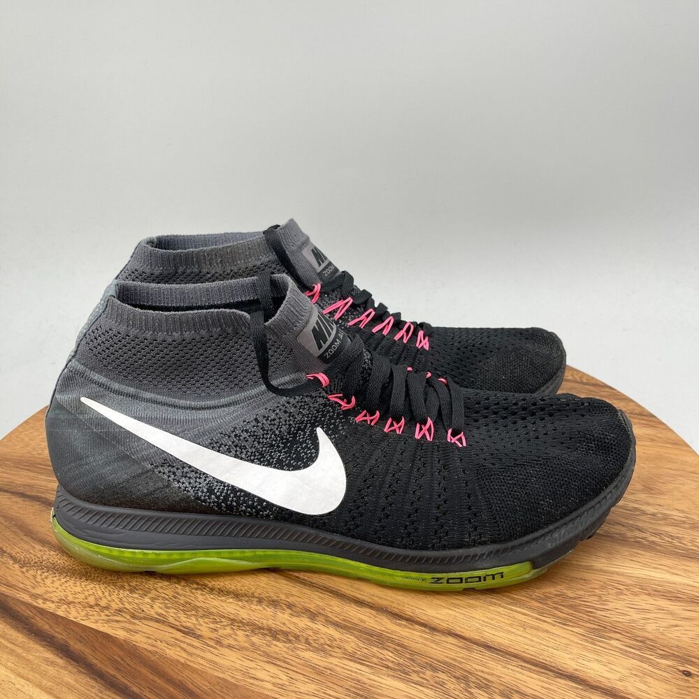 Nike Zoom All Out Flyknit Shoes Mens Size 11.5 Black Volt Running Comfort Train